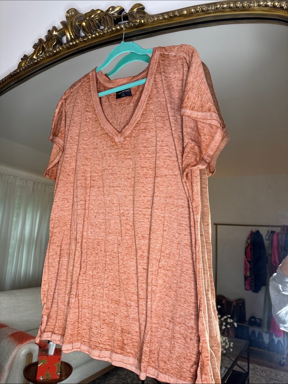 Lane Bryant Short Sleeve V-Neck Tee in Rusty Orange lightweight size 14/16